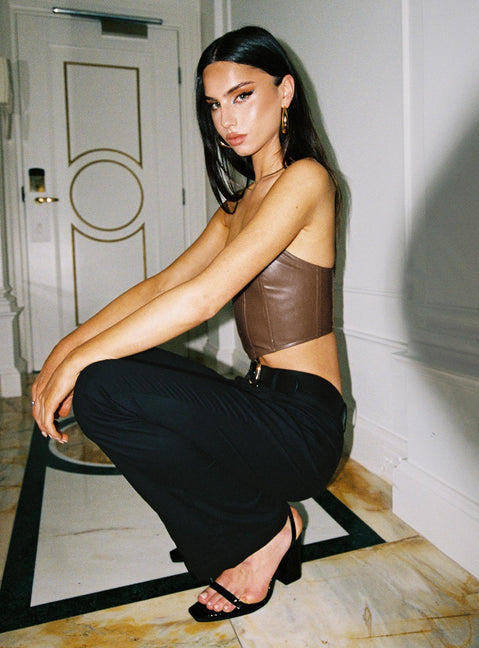 product Princess Polly Sleeveless Plunger  Jessica PU Bustier Brown