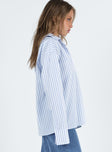 product Princess Polly Three Fourth Sleeves Square Neck  Letters To You Shirt Blue Stripe