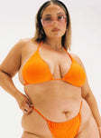 Orange bikini top Tie fastenings Removable padding Fully lined