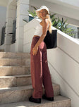 product Princess Polly High Waisted  Addy Wide Leg Cargo Jeans Burgundy