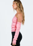 Yvonne One Shoulder Sweater Pink Princess Polly  Cropped 