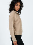 Sommers Quarterzip Sweater Beige Princess Polly  regular 