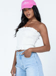 side view of model wearing Princess Polly Rosemont Top White Sleeveless Square Neck 