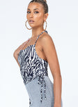 side view of model wearing Princess Polly Killarney Top Zebra Sleeveless Square Neck 