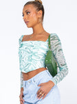 Beverly Long Sleeve Top Green / White
