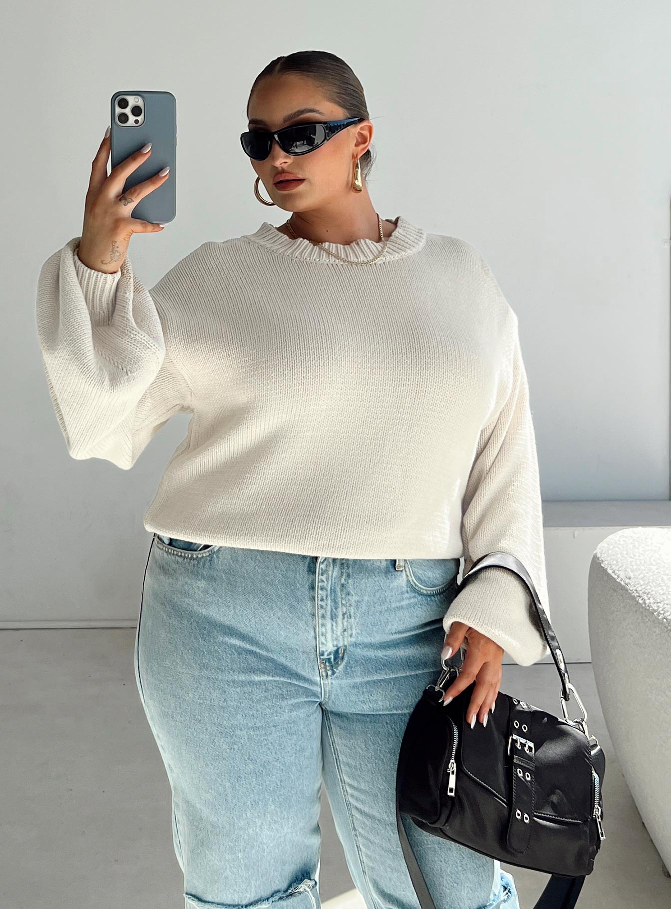 Harmony Sweater Beige Curve Princess Polly  regular 