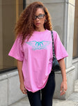 product Princess Polly Half Sleeves Crew Neck  Aerosmith Oversized Tee Pink