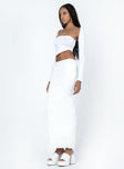 Echo Low Waist Knitted Maxi Skirt White Princess Polly  Maxi 