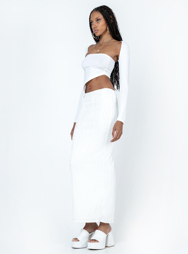 Echo Low Waist Knitted Maxi Skirt White