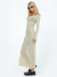 product Princess Polly Crew Neck Crew Neck  Kendor Long Sleeve Maxi Dress Beige