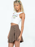 Mini skirt Built in shorts Pleated design Silver-toned faux buckles Invisible zip fastening at back