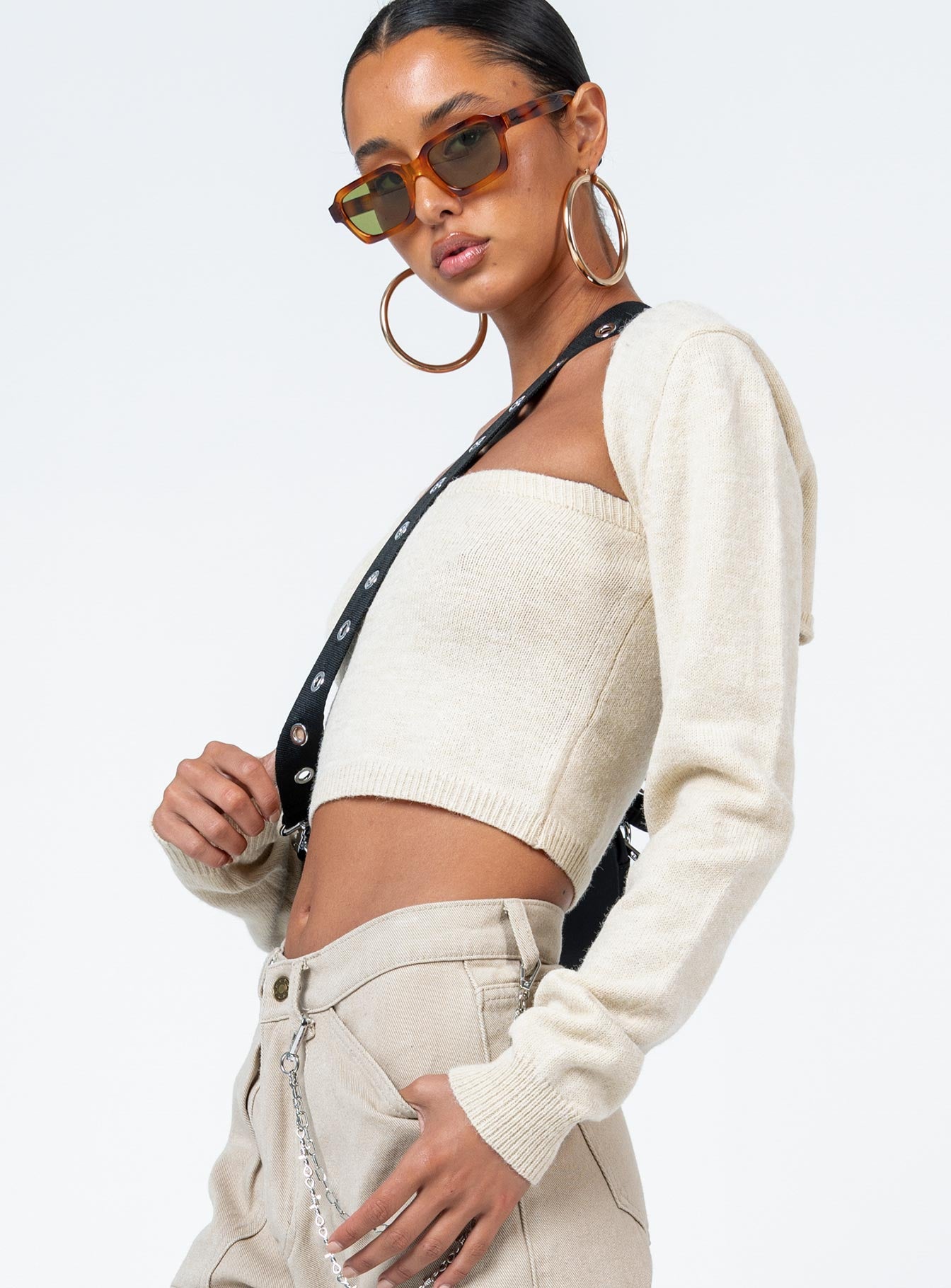 Casey Sweater Set Beige Princess Polly  Cropped 