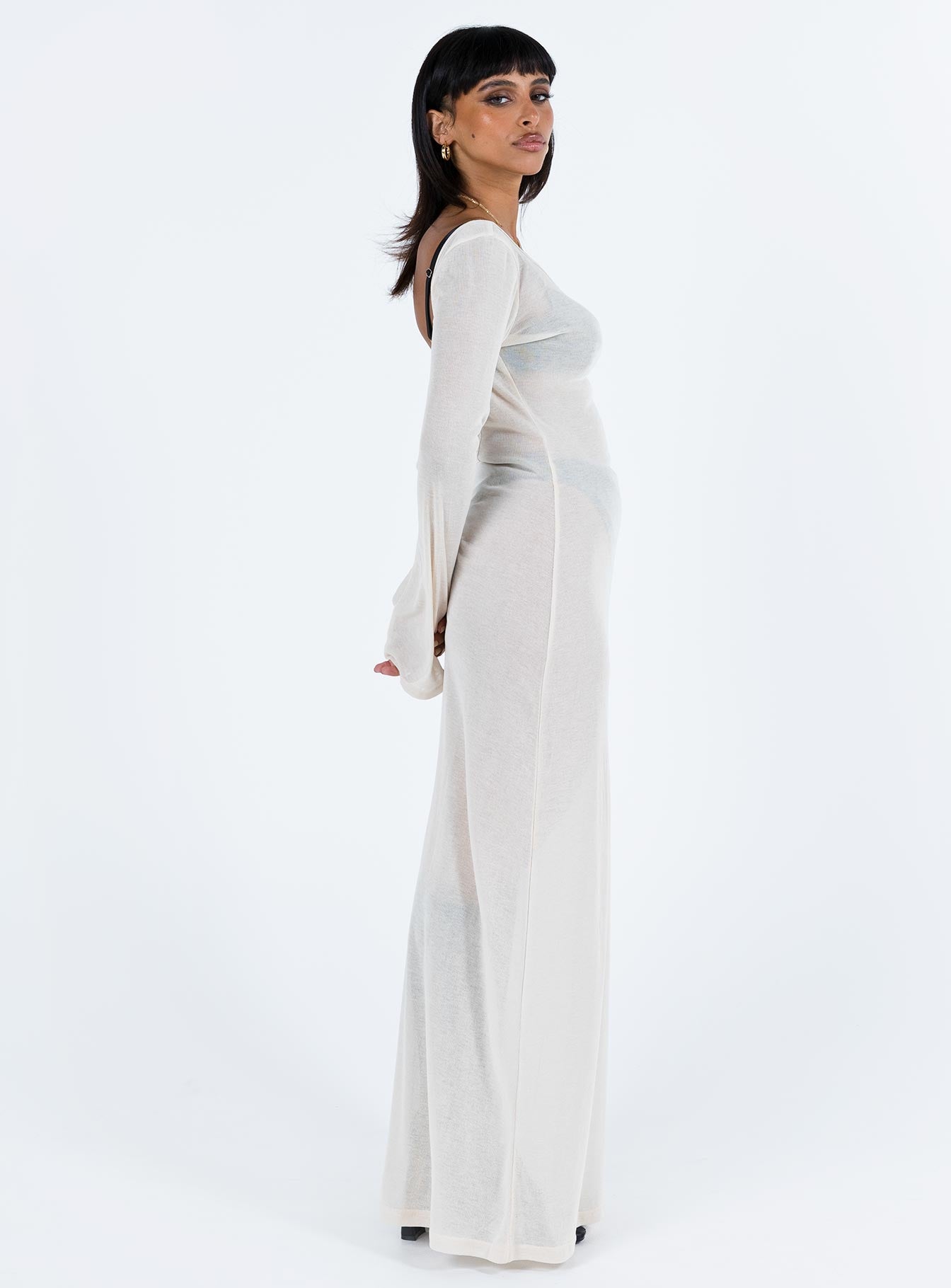 product Princess Polly High Neck  Sarelle Low Back Knit Maxi Dress Beige