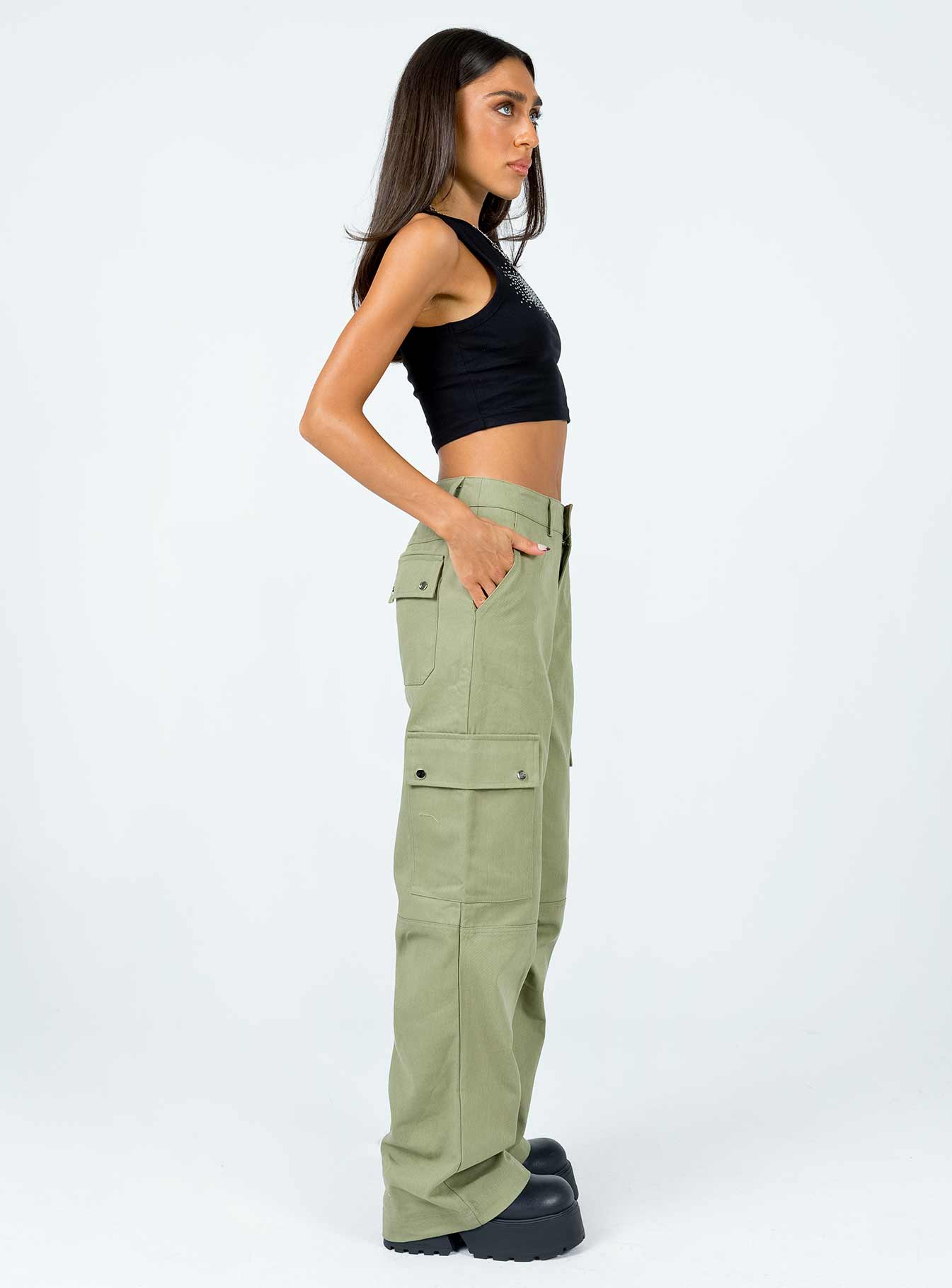 product Princess Polly Low Rise Pants Low Rise Pants Low Rise Pants  Fallout Mid Rise Cargo Pants Green
