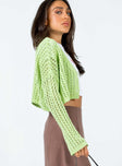 Taleah Lace Knit Cardigan Green Princess Polly  Cropped 