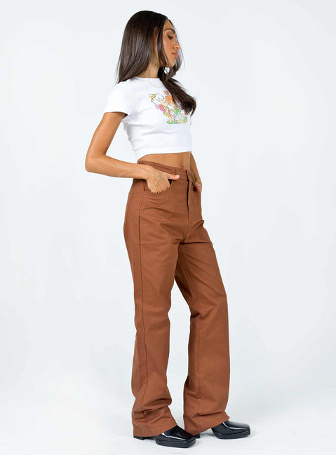 product Princess Polly Mid Rise  Carissa Wide Leg Denim Jeans Brown