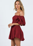 product Princess Polly Square Neck  Halton Mini Dress Burgundy