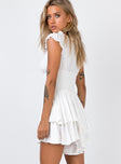 White romper Soft textured material Can be worn on or off the shoulder Shirred waistband Ruffle detailing Elasticated neck and sleeves Good stretch Fully lined