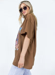 product Princess Polly Full Sleeves Square Neck  Future Classic Oversized Tee Brown