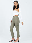 Princess Polly   In Line Straight Leg Cargo Pants Green