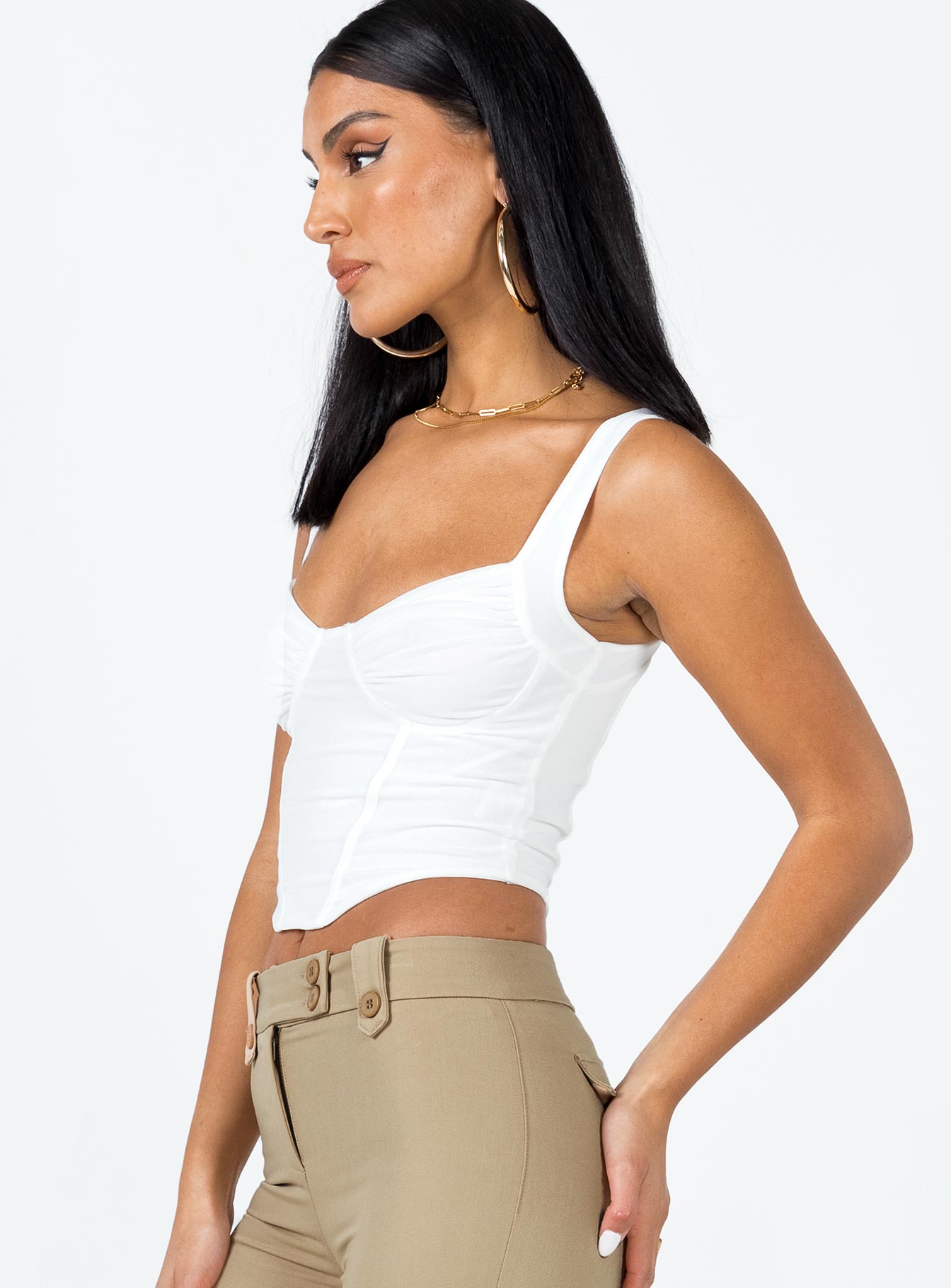 product Princess Polly Sleeveless Square Neck  Bruna Top White Low Impact