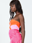 side view of model wearing Princess Polly Flora Bodysuit Pink / Orange Sleeveless straight 