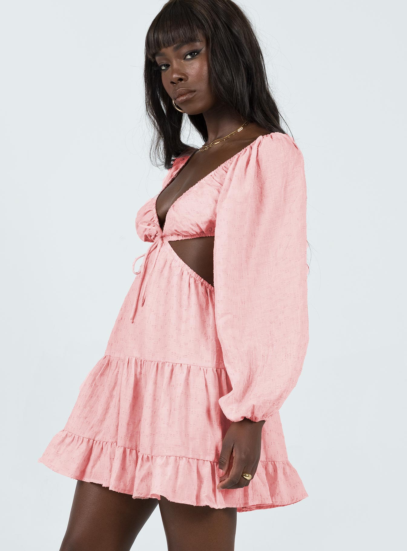 product Princess Polly Scoop Neck  Liloh Long Sleeve Mini Dress Pink