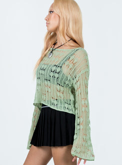 Asher Cropped Sweater Sage Princess Polly  long 