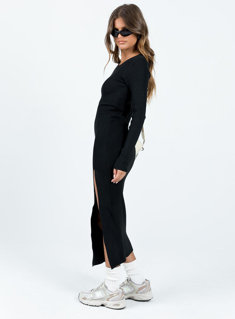 Fitro Long Sleeve Maxi Dress Black