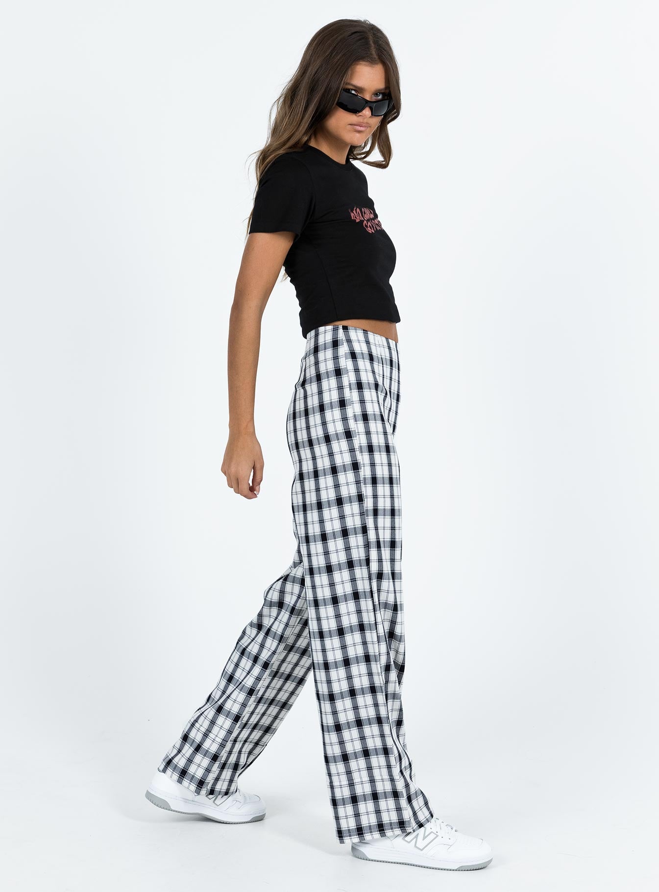ZARA White And Black Knit Houndstooth Check Pants | Relove
