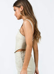 Crop top Pinstripe print   Fixed shoulder straps  Boning through front  Silver-toned D rings  Zip fastening at back 