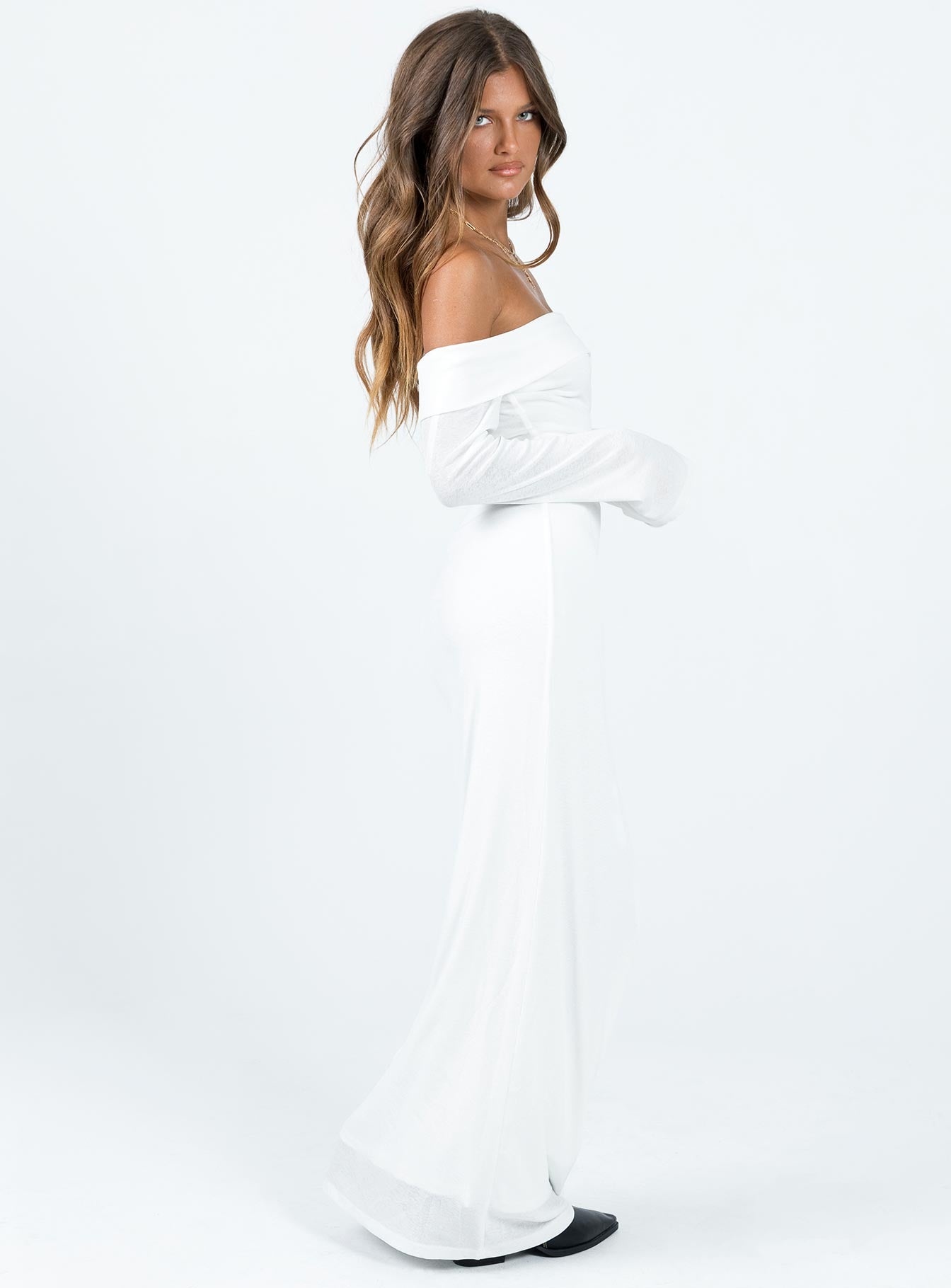 Maida Long Sleeve Maxi Dress | White | Womens