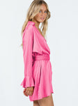 Princess Polly V-Neck  Spiers Wrap Mini Dress Hot Pink
