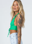 side view of model wearing Princess Polly Shiloh Top Green 