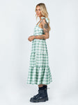 side view of model wearing Princess Polly Rae Midi Dress Green 