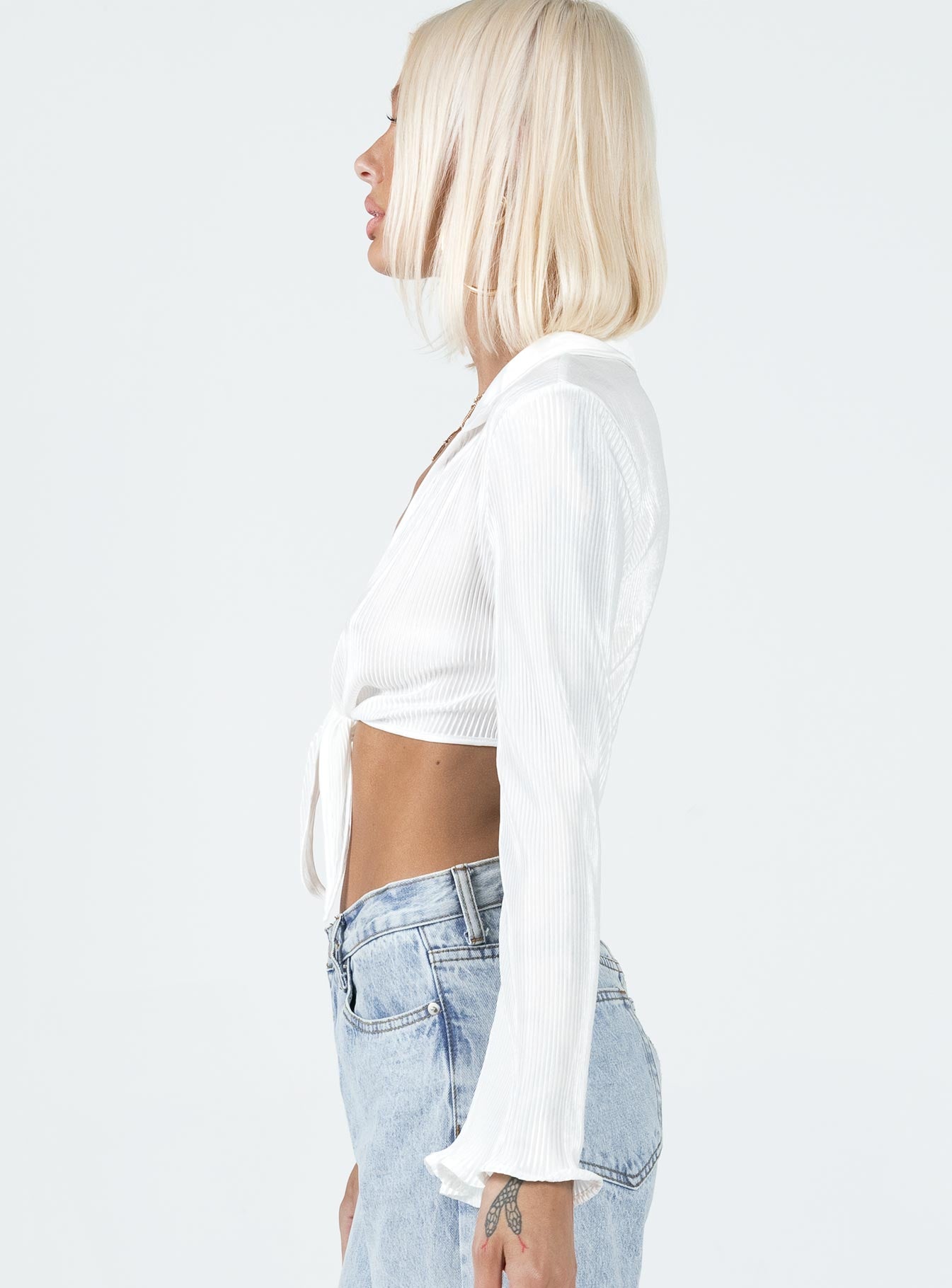 product Princess Polly Full Sleeves Plunger  Venga Long Sleeve Top White