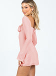 Princess Polly Square Neck  Dyer Sheer Sleeve Mini Dress Pink