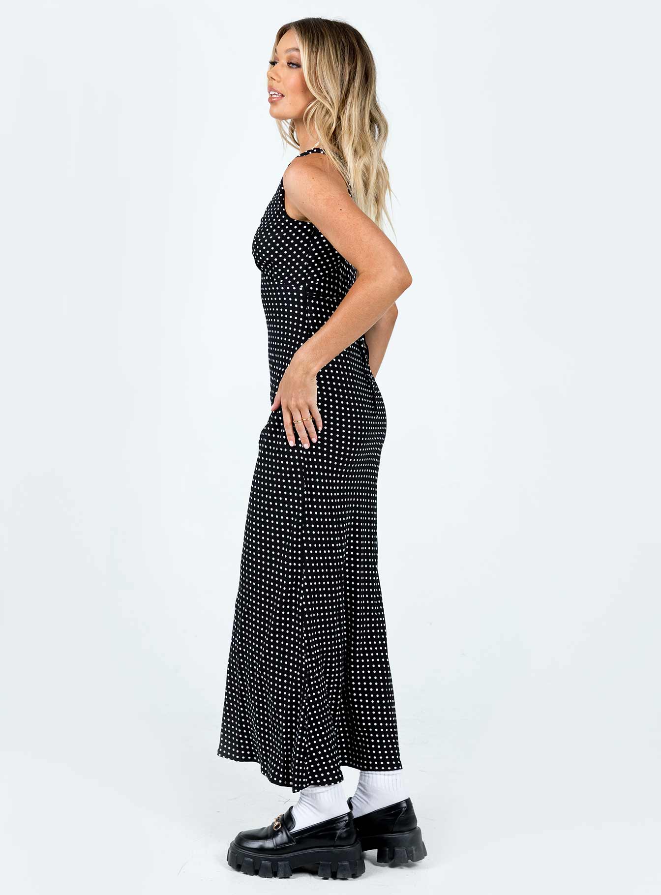 Nellie Maxi Dress | Black Polka Dot | Womens | Princess Polly Lower Impact Nellie Maxi Dress | Black Polka Dot | Womens | Princess Polly Lower Impact