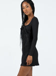Princess Polly Square Neck  Normandy Long Sleeve Mini Dress Black