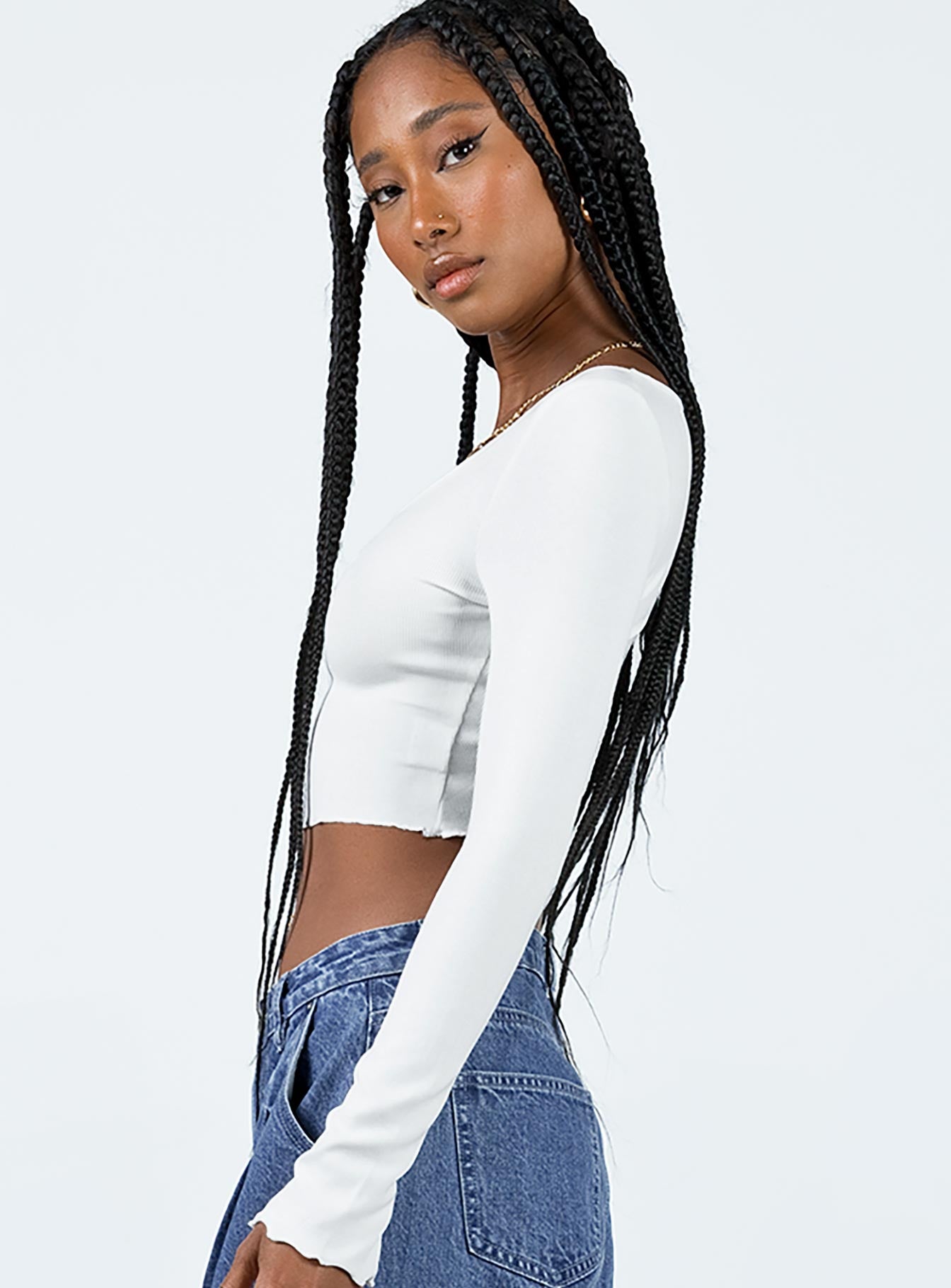 product Princess Polly Full Sleeves Square Neck  Corley Long Sleeve Top White