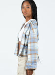 Jacket Plaid print Classic collar Button fastening at front Twin chest pockets
