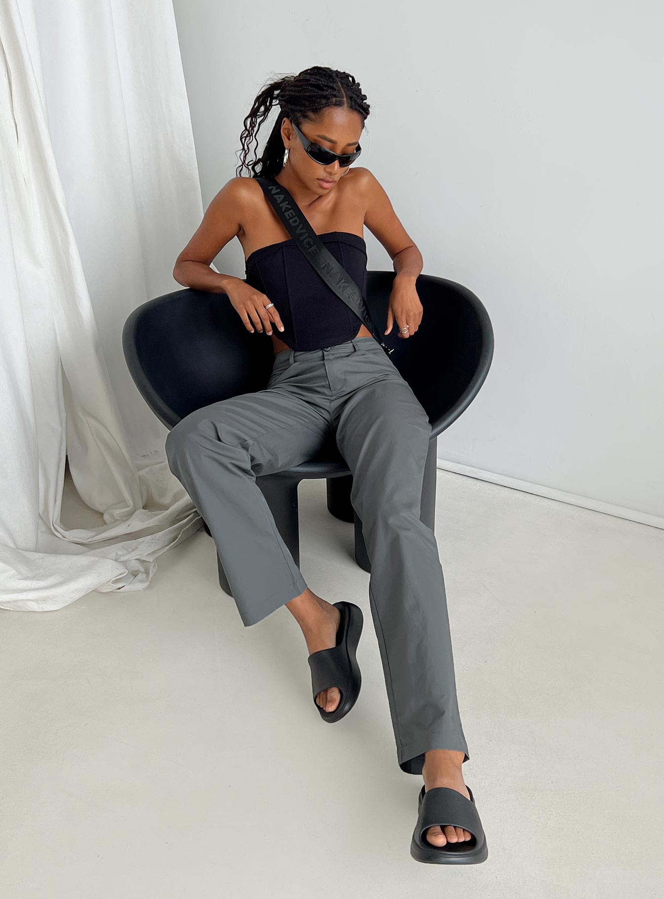 product Princess Polly High Waisted Pants  Titius Pants Slate