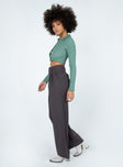 side view of model wearing Princess Polly Ayla Linen Pants Grey 