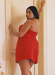 Princess Polly Sweetheart Neckline  Irena Strapless Mini Dress Red Curve