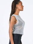 side view of model wearing Princess Polly Almost Famous Top Silver 