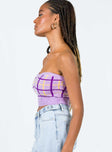 side view of model wearing Princess Polly Pearce Strapless Top Lilac 