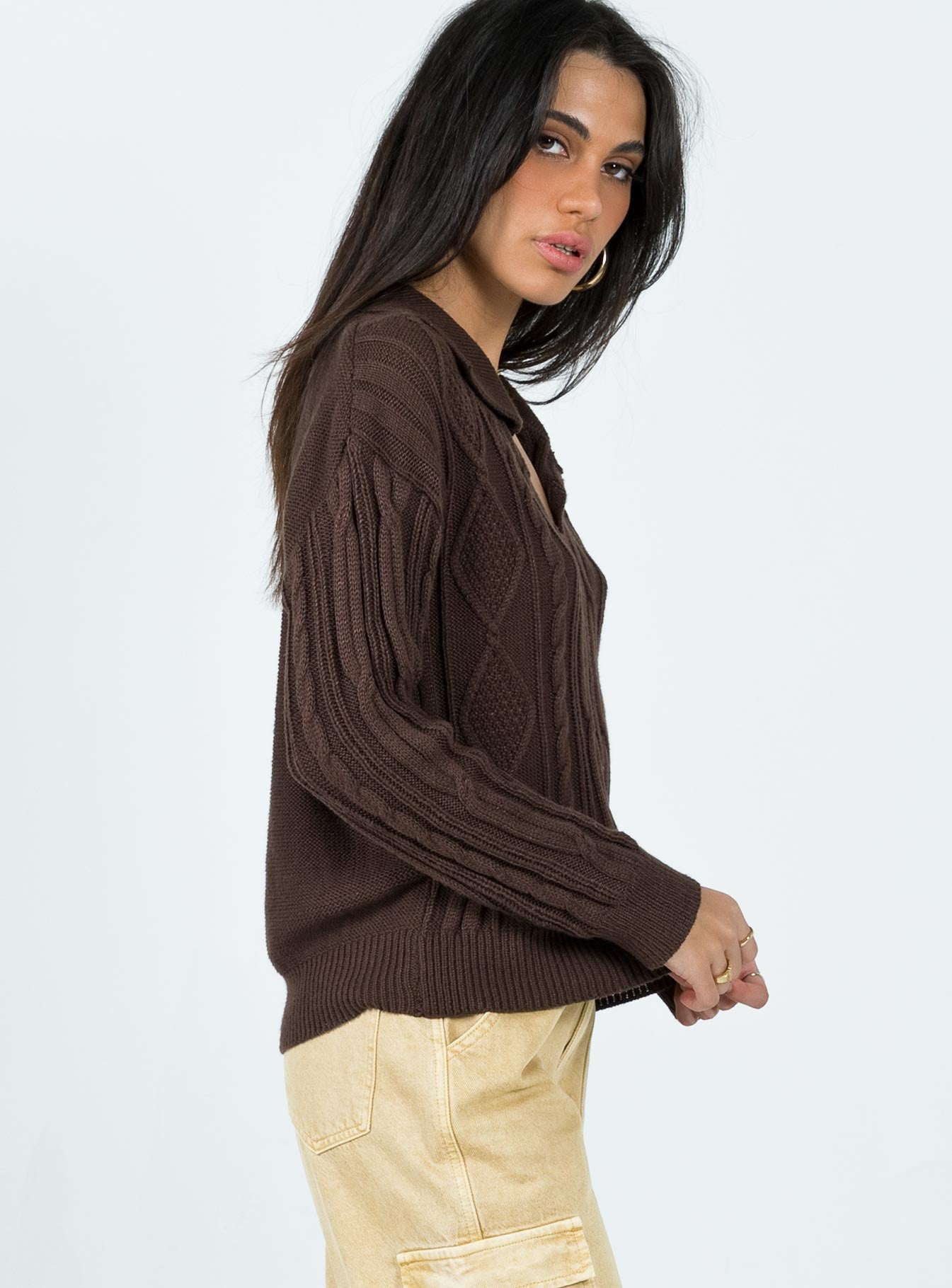 Symons Sweater Brown Princess Polly  Cropped 