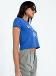 Blue cropped tee Graphic print 100% cotton 