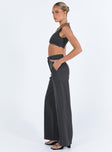 Two piece set Crop top Twist detail at bust Invisible zip fastening at side Pants Belt looped waist  Front button and zip fastening  Twin hip pockets