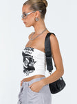 Strapless top Graphic print Elasticated bust band